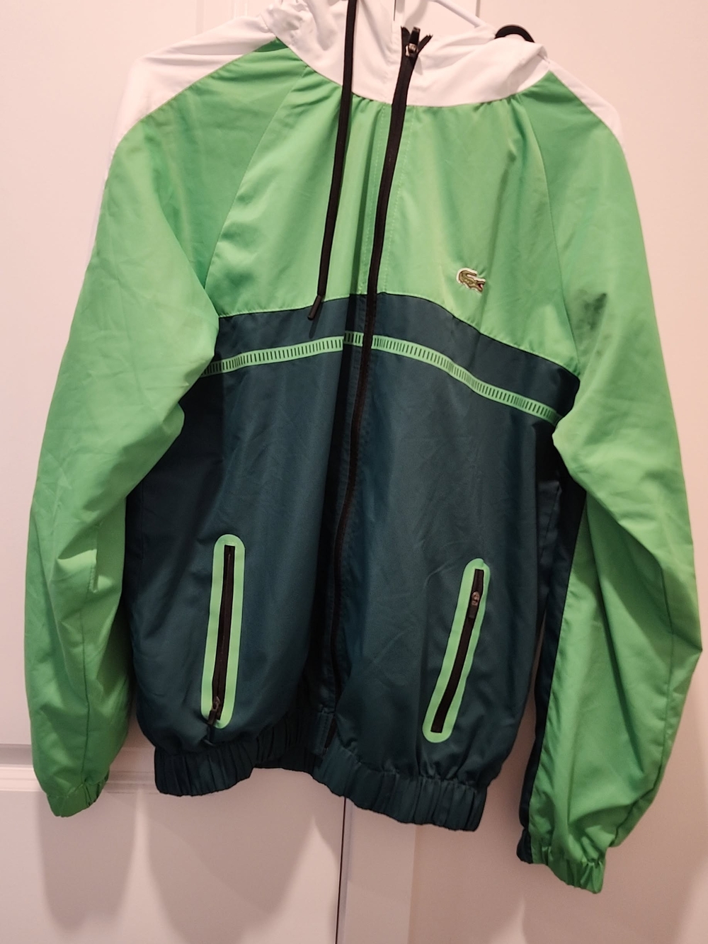 Lacoste Womens Two-Tone Green & Teal Hooded Tracksuit.